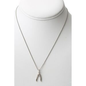 Designer Womens 925 Silver Wishbone Pendant Necklace 16" 2.6g